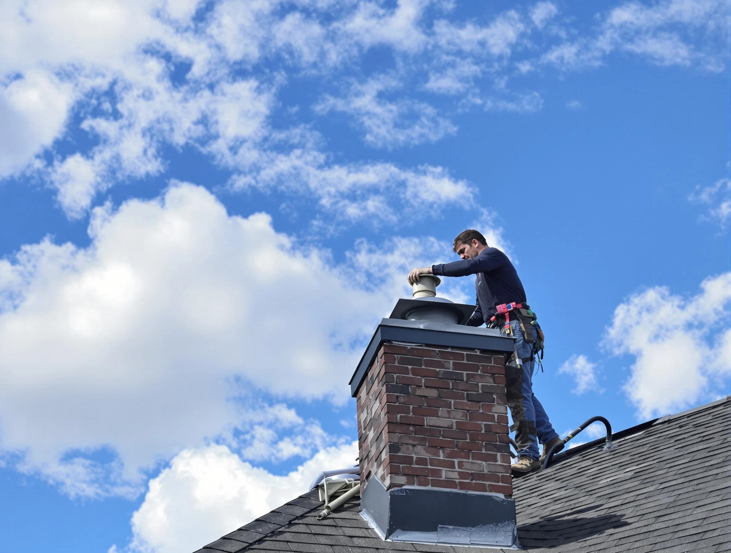 Newark Chimney Sweep installing a sturdy chimney cap in Newark, NJ