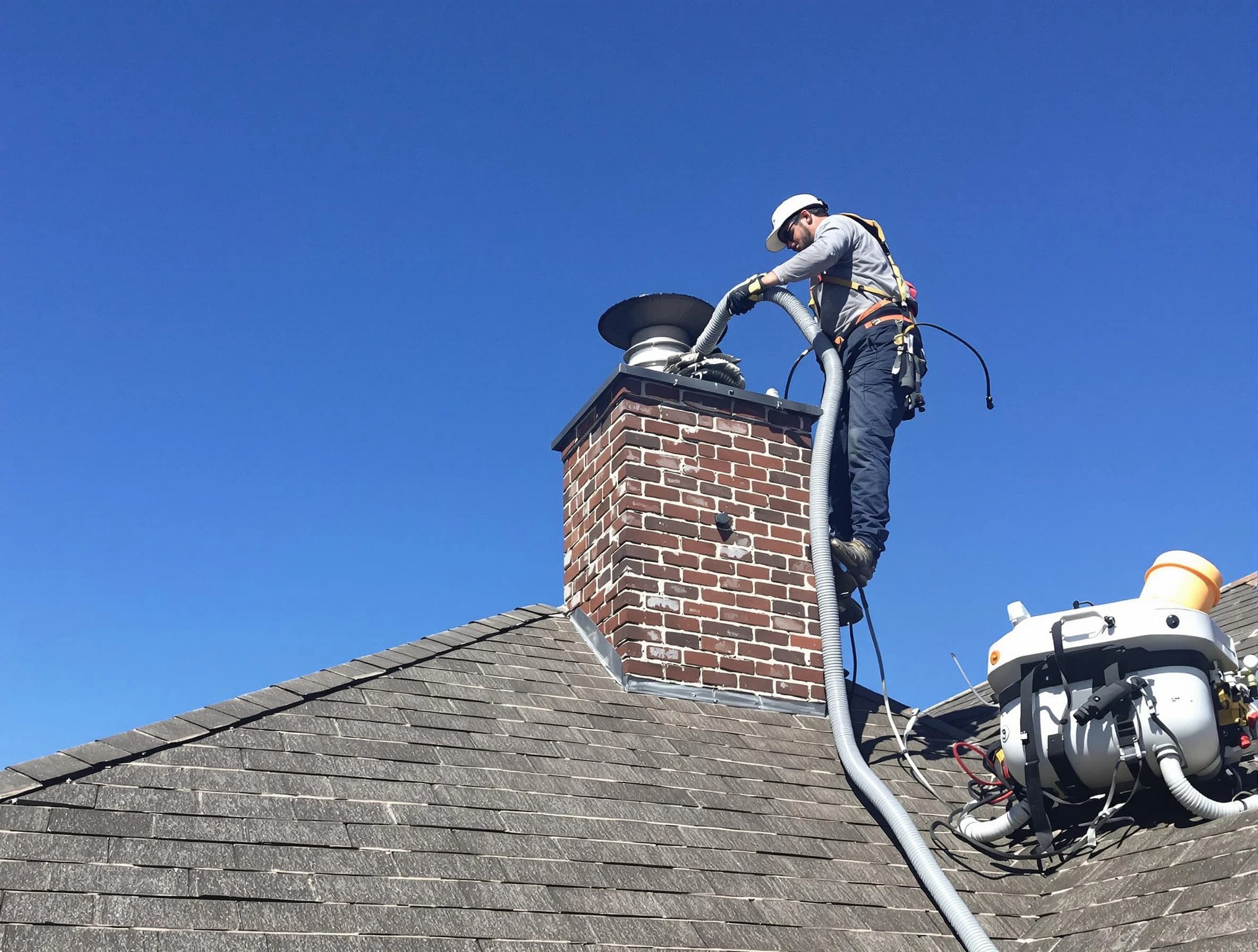 Dedicated Newark Chimney Sweep team member cleaning a chimney in Newark, NJ