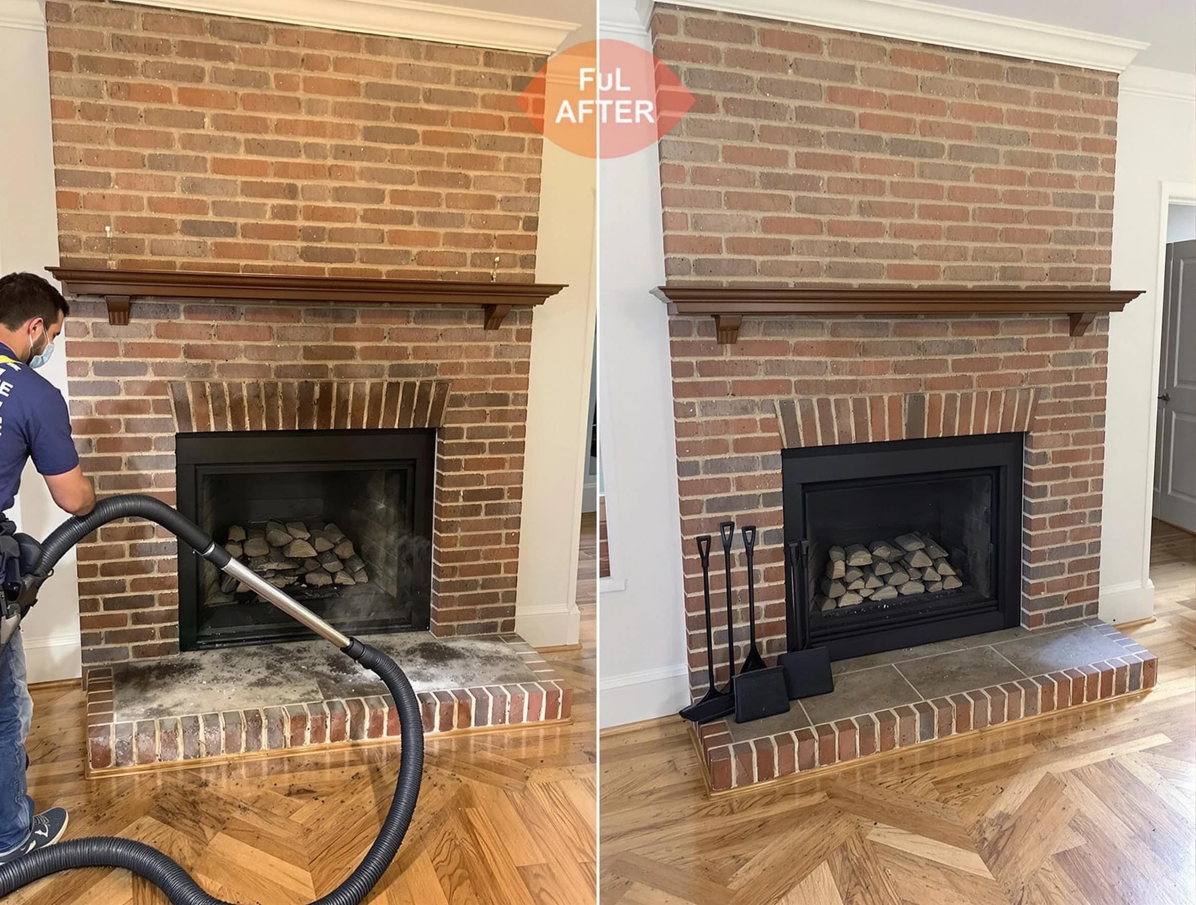 Newark Chimney Sweep carefully sanitizing a fireplace in Newark, NJ