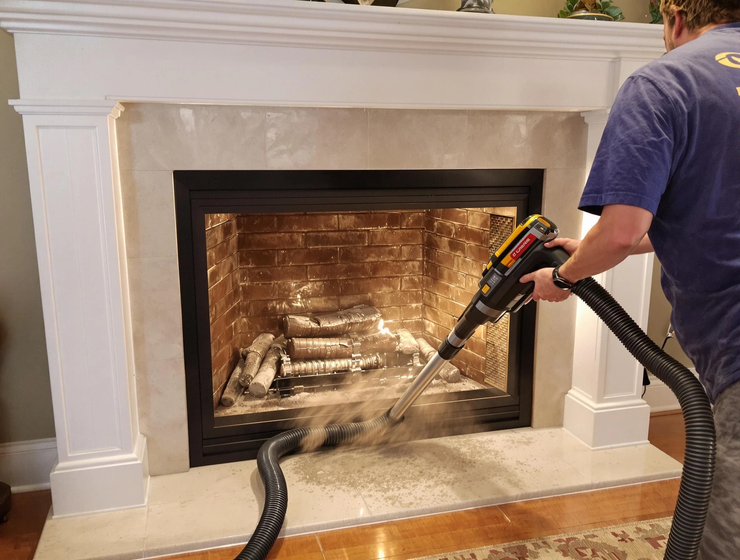 Fireplace cleaning performed by Newark Chimney Sweep in Newark, NJ
