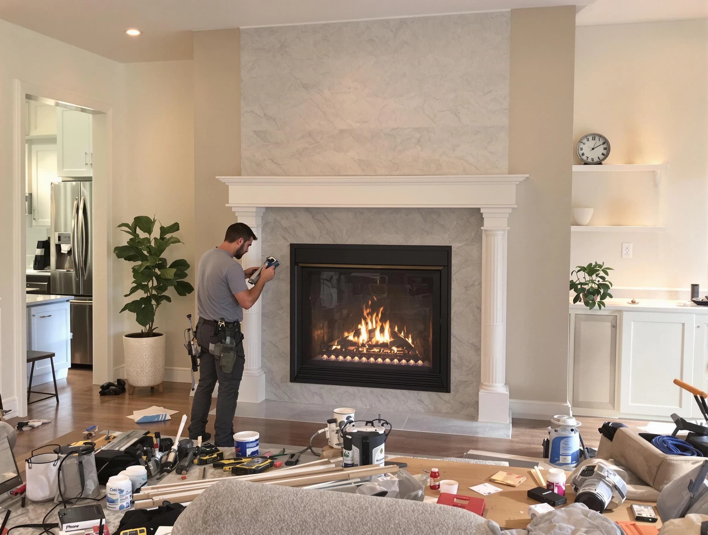 Newly installed fireplace by Newark Chimney Sweep in Newark, NJ
