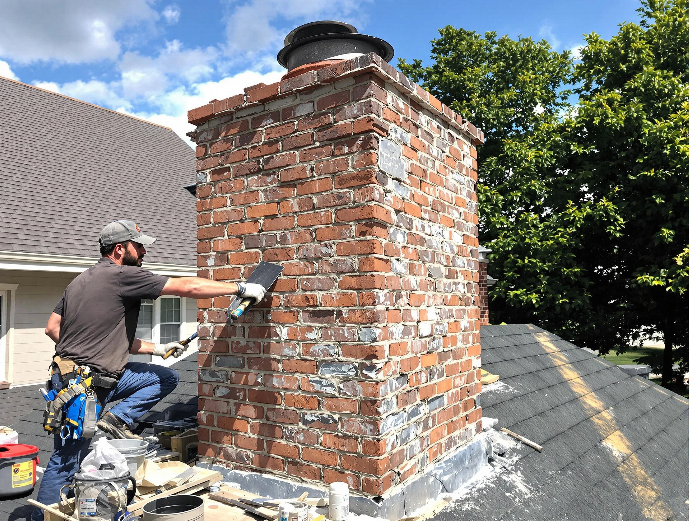Completed chimney rebuild by Newark Chimney Sweep in Newark, NJ