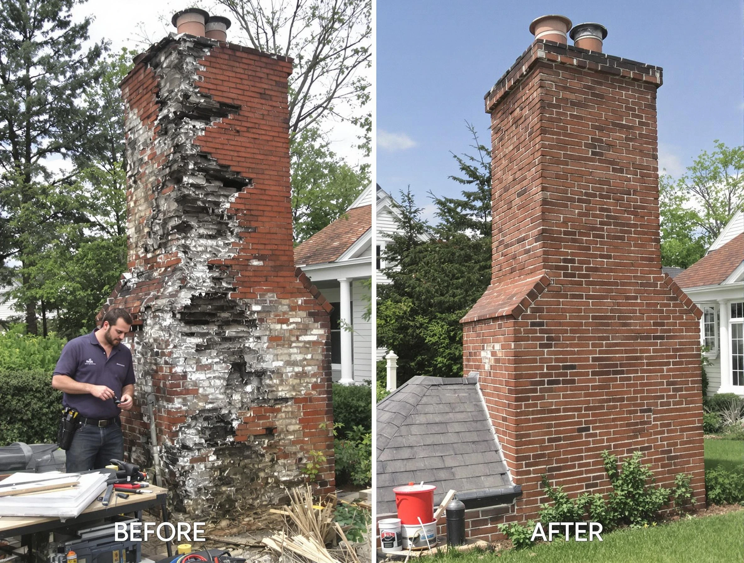 Newark Chimney Sweep performing a full chimney restoration in Newark, NJ