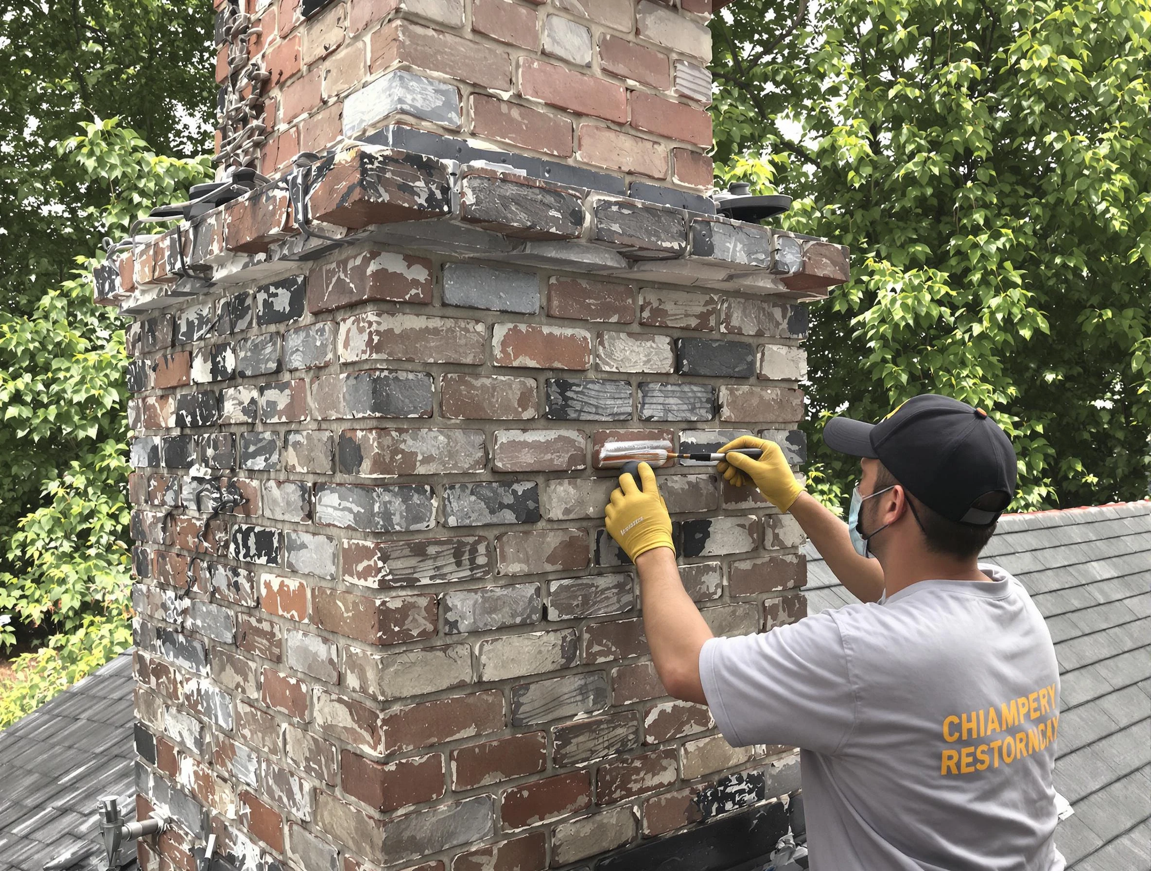 In-progress chimney restoration by Newark Chimney Sweep in Newark, NJ