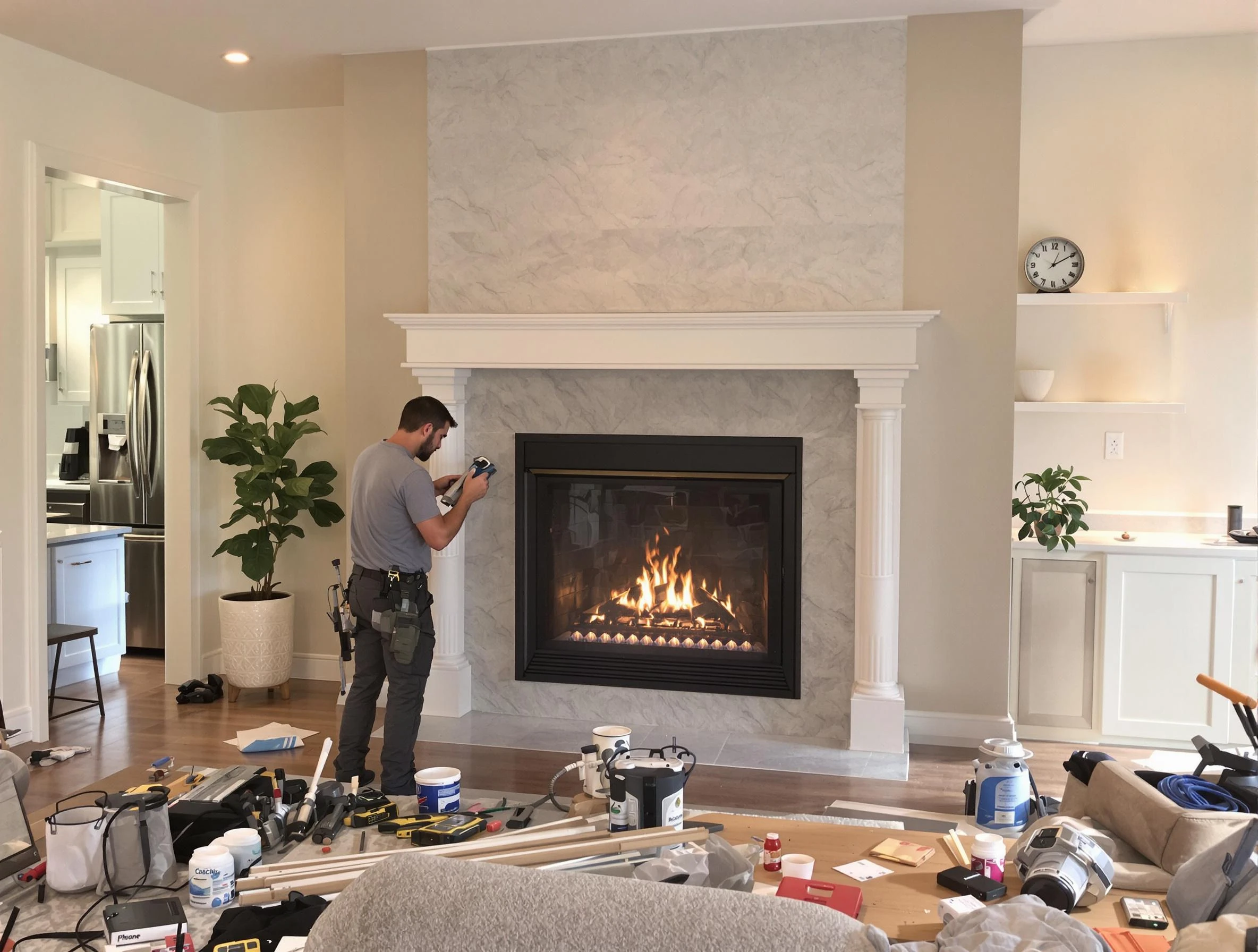 Newly installed fireplace by Newark Chimney Sweep in Newark, NJ